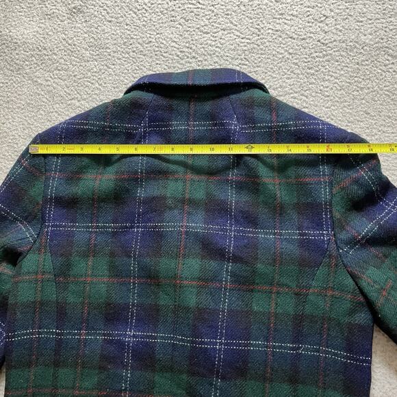Pendleton Blazer Women 14 Black Watch Vintage Virgin Wool Green Plaid 70s Preppy - Picture 14 of 16